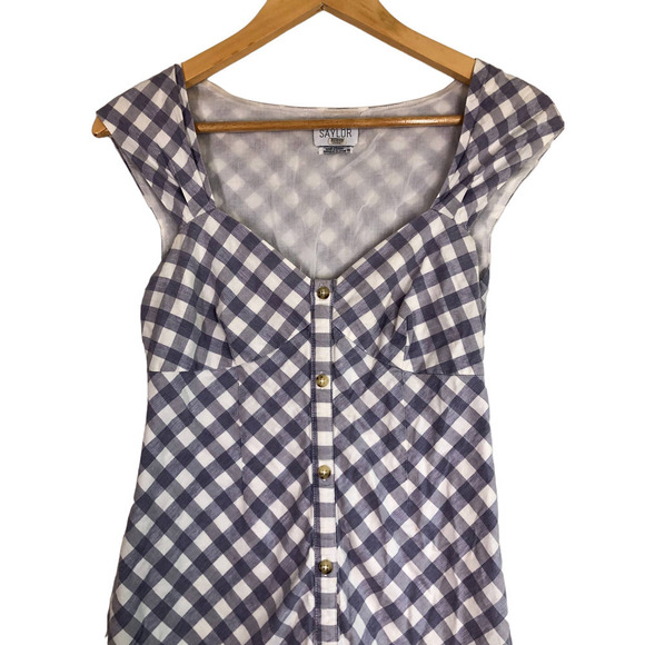 Saylor Hadleigh Gingham Blue White Mini Dress XS - Picture 7 of 15